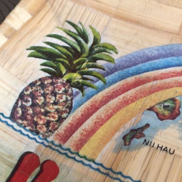 Hawaiian 🌺 Islands 🏝 Handpainted Palm 🌴 Frond Plate 70s vibrant retro vibe - Picture 10 of 17